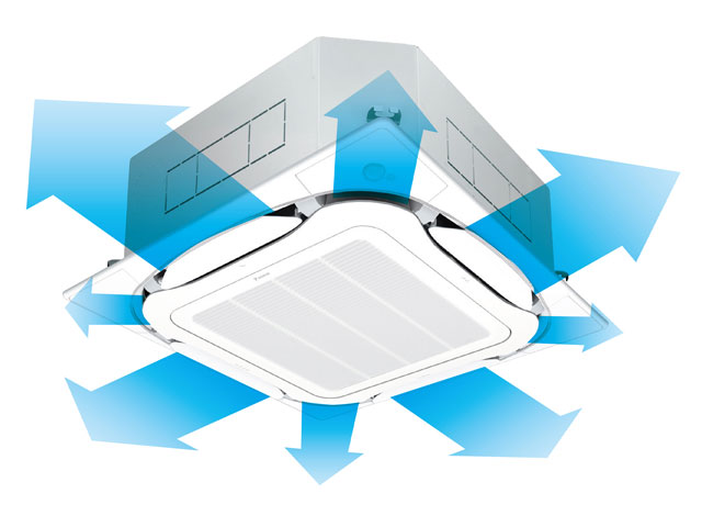 天井埋込カセット形360°吹出（Sラウンドフロー）
